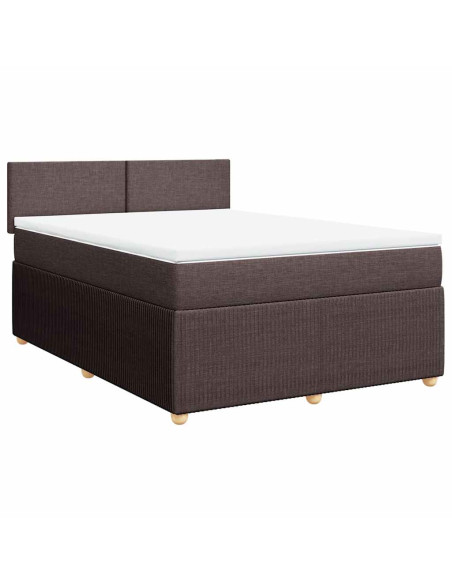 Giroletto a Molle con Materasso Marrone Scuro 140x200cm Tessuto