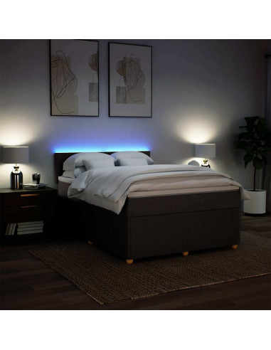 Giroletto a Molle con Materasso Marrone Scuro 140x200cm Tessuto