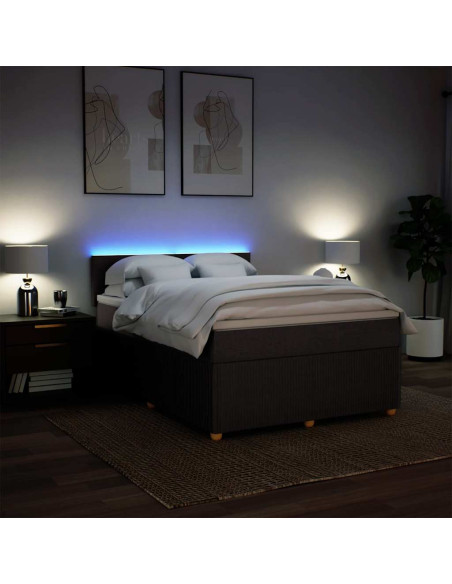 Giroletto a Molle con Materasso Marrone Scuro 140x200cm Tessuto