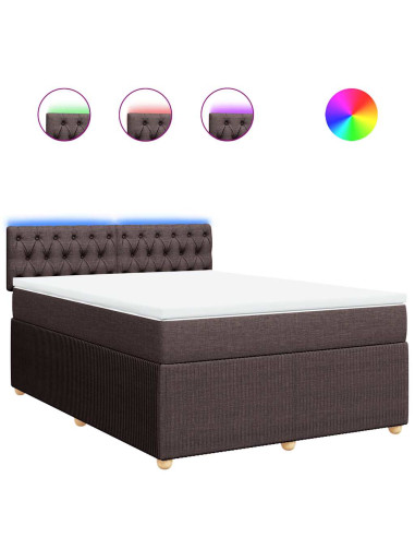Giroletto a Molle con Materasso Marrone Scuro 140x200cm Tessuto