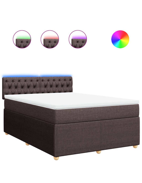 Giroletto a Molle con Materasso Marrone Scuro 140x200cm Tessuto