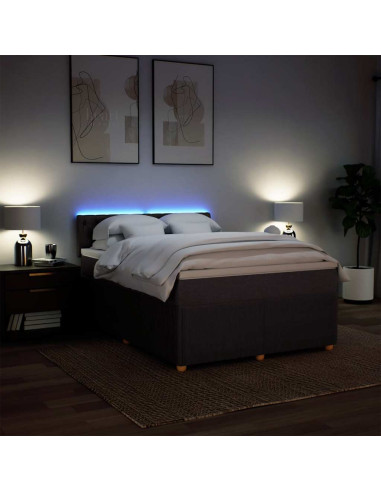 Giroletto a Molle con Materasso Marrone Scuro 140x200cm Tessuto