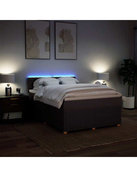 Giroletto a Molle con Materasso Marrone Scuro 140x200cm Tessuto