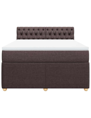 Giroletto a Molle con Materasso Marrone Scuro 140x200cm Tessuto