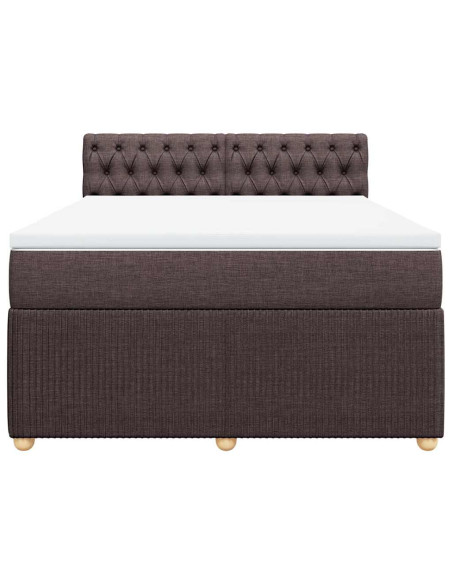 Giroletto a Molle con Materasso Marrone Scuro 140x200cm Tessuto