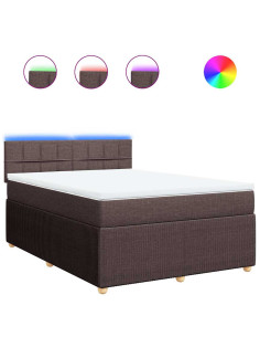 Giroletto a Molle con Materasso Marrone Scuro 140x200cm Tessuto 2