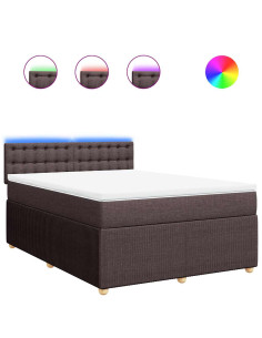 Giroletto a Molle con Materasso Marrone Scuro 140x200cm Tessuto 2