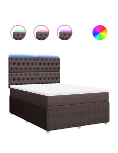 Giroletto a Molle con Materasso Marrone Scuro 140x200cm Tessuto 2