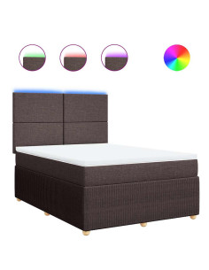 Giroletto a Molle con Materasso Marrone Scuro 140x200cm Tessuto 2