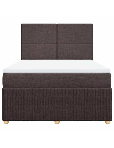 Giroletto a Molle con Materasso Marrone Scuro 140x200cm Tessuto