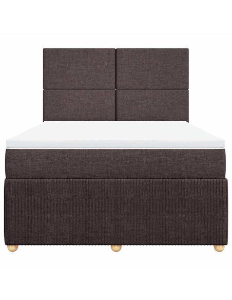 Giroletto a Molle con Materasso Marrone Scuro 140x200cm Tessuto