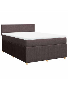 Giroletto a Molle con Materasso Marrone Scuro 140x200cm Tessuto 2