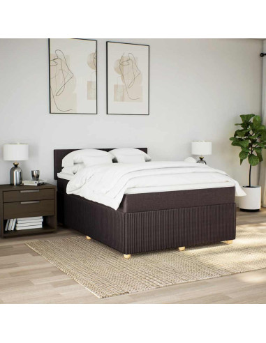 Giroletto a Molle con Materasso Marrone Scuro 140x200cm Tessuto