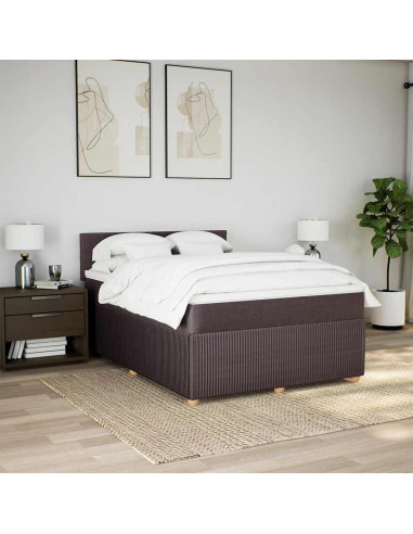 Giroletto a Molle con Materasso Marrone Scuro 140x200cm Tessuto