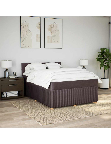 Giroletto a Molle con Materasso Marrone Scuro 140x200cm Tessuto