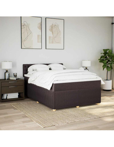 Giroletto a Molle con Materasso Marrone Scuro 140x200cm Tessuto