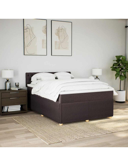 Giroletto a Molle con Materasso Marrone Scuro 140x200cm Tessuto