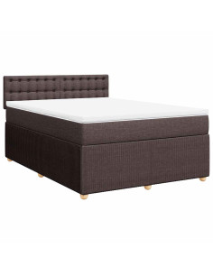 Giroletto a Molle con Materasso Marrone Scuro 140x200cm Tessuto 2