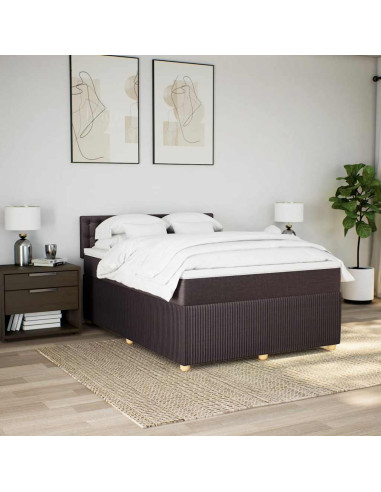 Giroletto a Molle con Materasso Marrone Scuro 140x200cm Tessuto