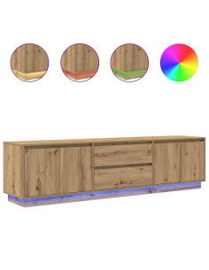 Mobile Porta TV con Luci LED Rovere Artigianale 193,5x41x50 cm 2