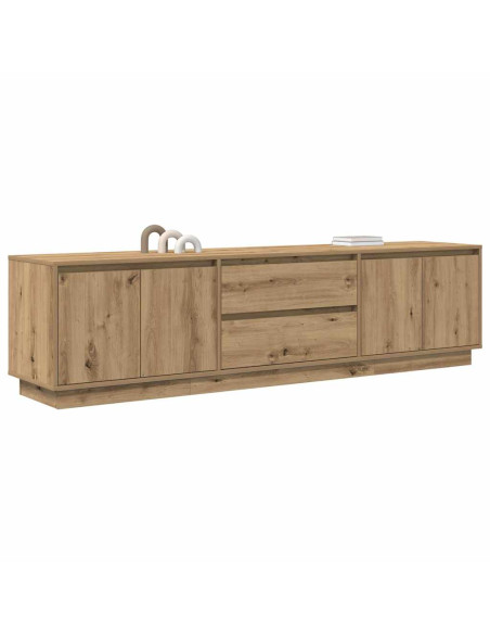 Mobile Porta TV con Luci LED Rovere Artigianale 193,5x41x50 cm