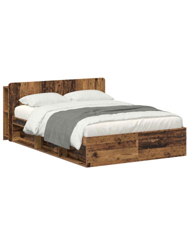 Telaio del letto con storage Legno antico 140 x 190 cm
