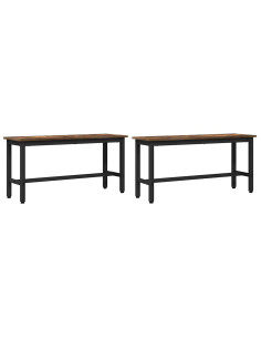 Panchina da pranzo 2 pcs Rovere fumé 100 x 32,5 x 48,5 cm 2