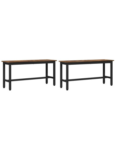 Panchina da pranzo 2 pcs Rovere fumé 100 x 32,5 x 48,5 cm