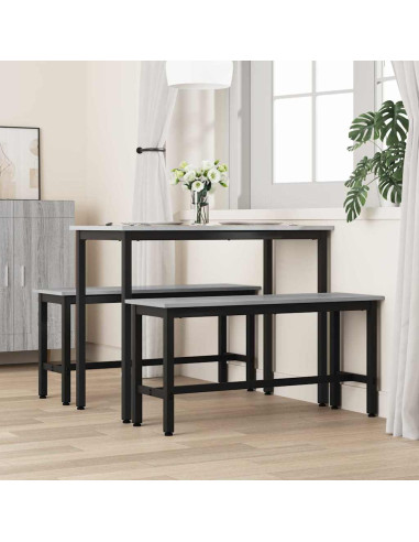 Panchina da pranzo 2 pcs Grigio Sonoma 100 x 32,5 x 48,5 cm