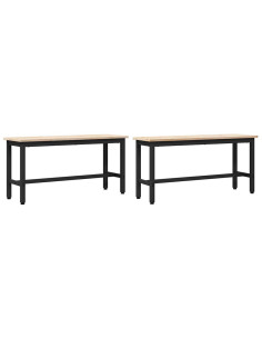 Panche da pranzo 2 pcs Naturale 100 x 32,5 x 49 cm 2