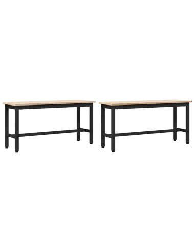 Panche da pranzo 2 pcs Naturale 100 x 32,5 x 49 cm