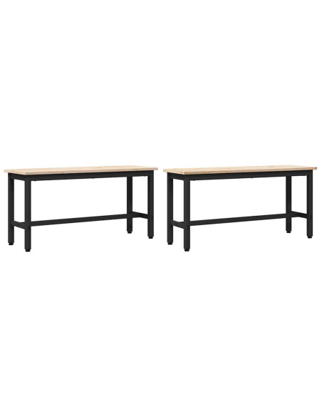 Panche da pranzo 2 pcs Naturale 100 x 32,5 x 49 cm