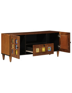 Mobile TV Noce 105 x 33 x 46 cm Legno di mango massello 2