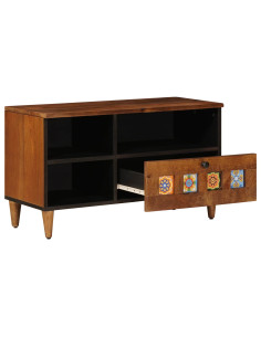 Mobile TV Noce 80 x 33 x 46 cm Legno di mango massello 2