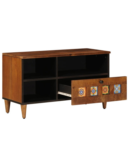 Mobile TV Noce 80 x 33 x 46 cm Legno di mango massello