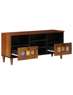 Mobile TV Noce 100 x 33 x 46 cm Legno di mango massello 2