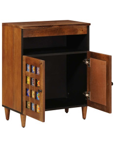 Credenza con porta Noce 60 x 33 x 75 cm Legno di mango massello 2