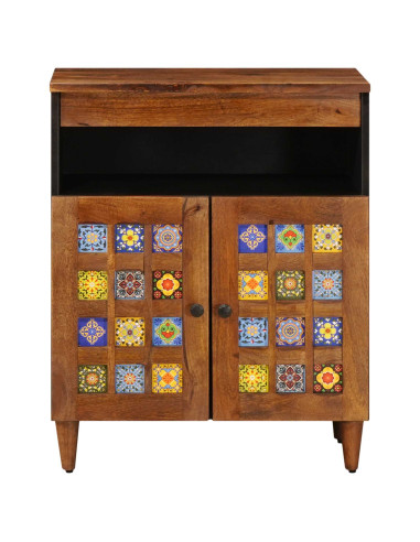 Credenza con porta Noce 60 x 33 x 75 cm Legno di mango massello