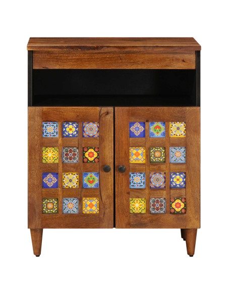 Credenza con porta Noce 60 x 33 x 75 cm Legno di mango massello
