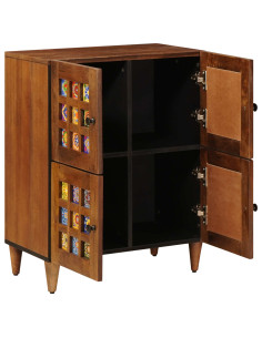 Credenza con porta Noce 60 x 33 x 75 cm Legno di mango massello 2