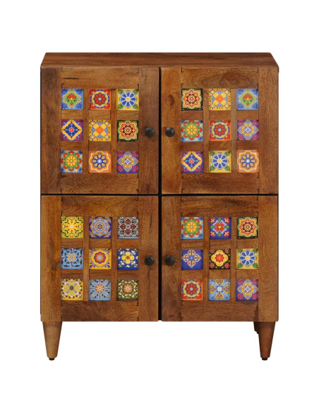 Credenza con porta Noce 60 x 33 x 75 cm Legno di mango massello