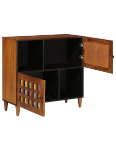 Credenza con porta Noce 80 x 33 x 75 cm Legno di mango massello 2