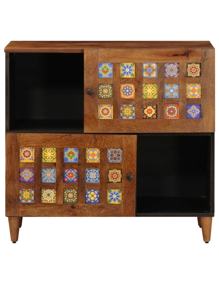 Credenza con porta Noce 80 x 33 x 75 cm Legno di mango massello