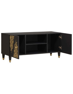 Mobile TV Nero 105 x 33 x 46 cm Legno di mango massello 2