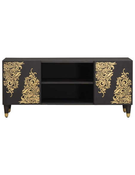 Mobile TV Nero 105 x 33 x 46 cm Legno di mango massello