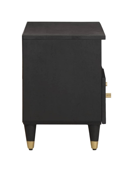 Mobile TV Nero 70 x 33 x 46 cm Legno di mango massello