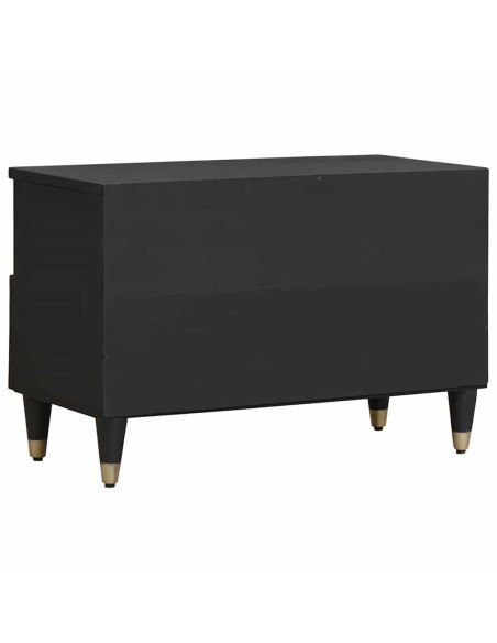Mobile TV Nero 70 x 33 x 46 cm Legno di mango massello