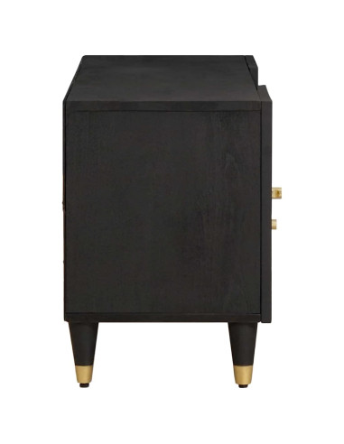 Mobile TV Nero 105 x 33 x 46 cm Legno di mango massello
