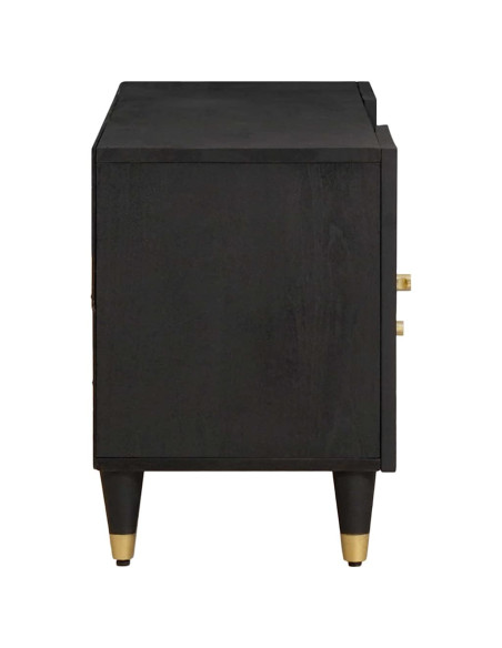 Mobile TV Nero 105 x 33 x 46 cm Legno di mango massello