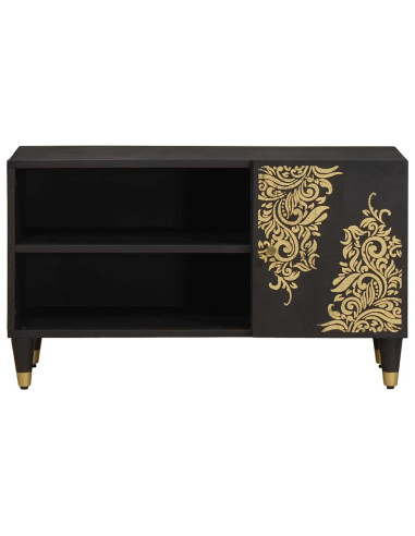 Mobile TV Nero 80 x 33 x 46 cm Legno di mango massello